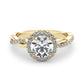Single Row Twisted Shank Round Halo Engagement Ring