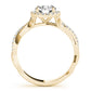 Single Row Twisted Shank Round Halo Engagement Ring