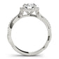 Single Row Twisted Shank Round Halo Engagement Ring