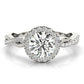 Single Row Twisted Shank Round Halo Engagement Ring