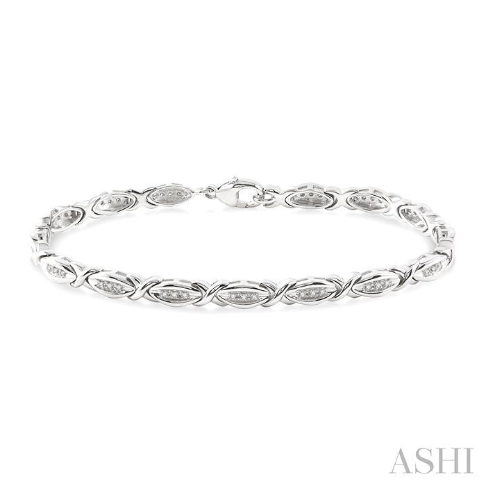 1/6 Ctw 'X' Shape Round Cut Diamond Bracelet in Sterling Silver