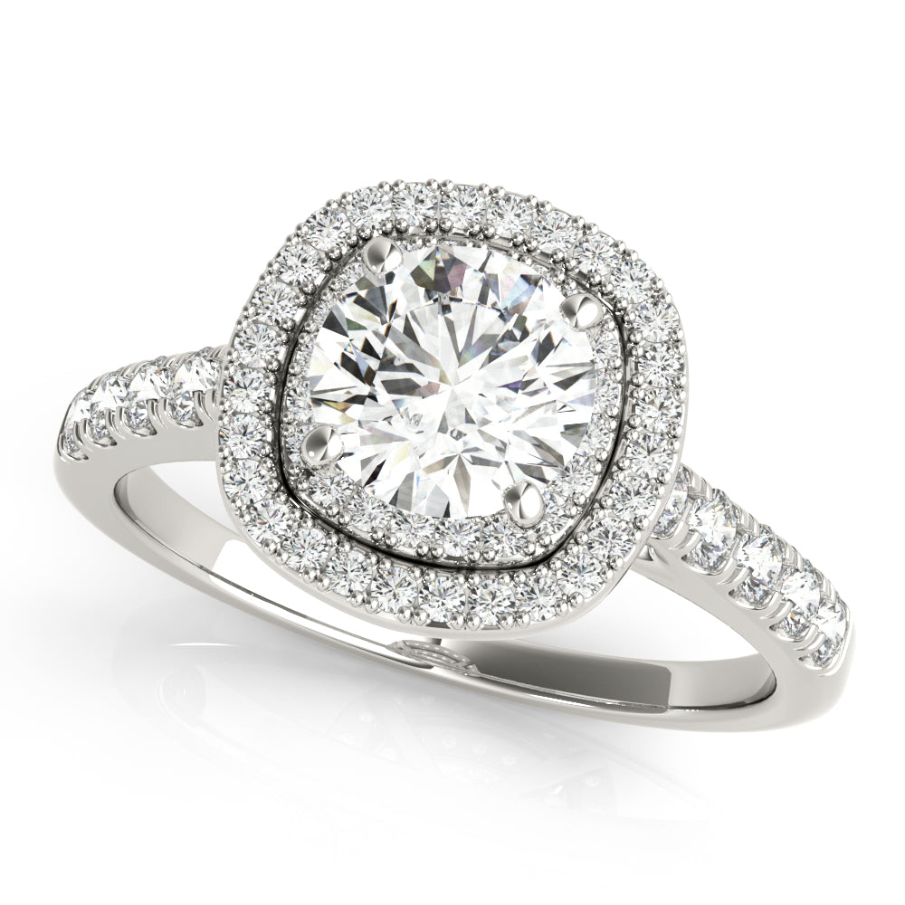 DOUBLE HALO CUSHION ENGAGEMENT RIN