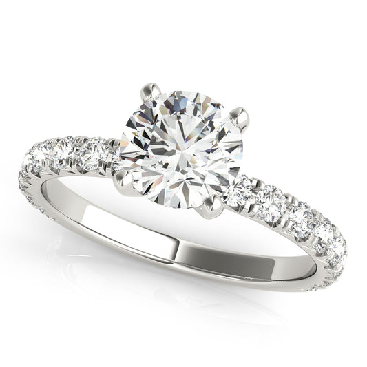 French Cut Round Engagement Ring