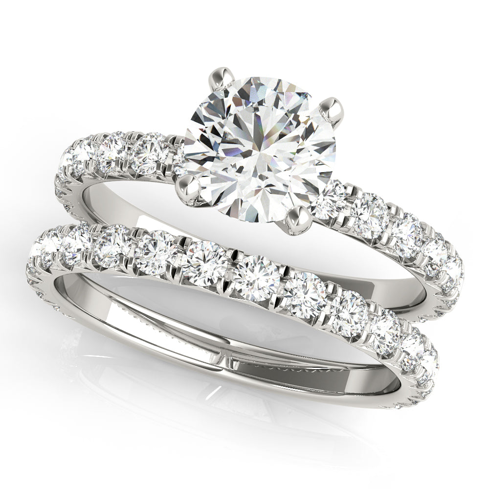 French Cut Round Engagement Ring