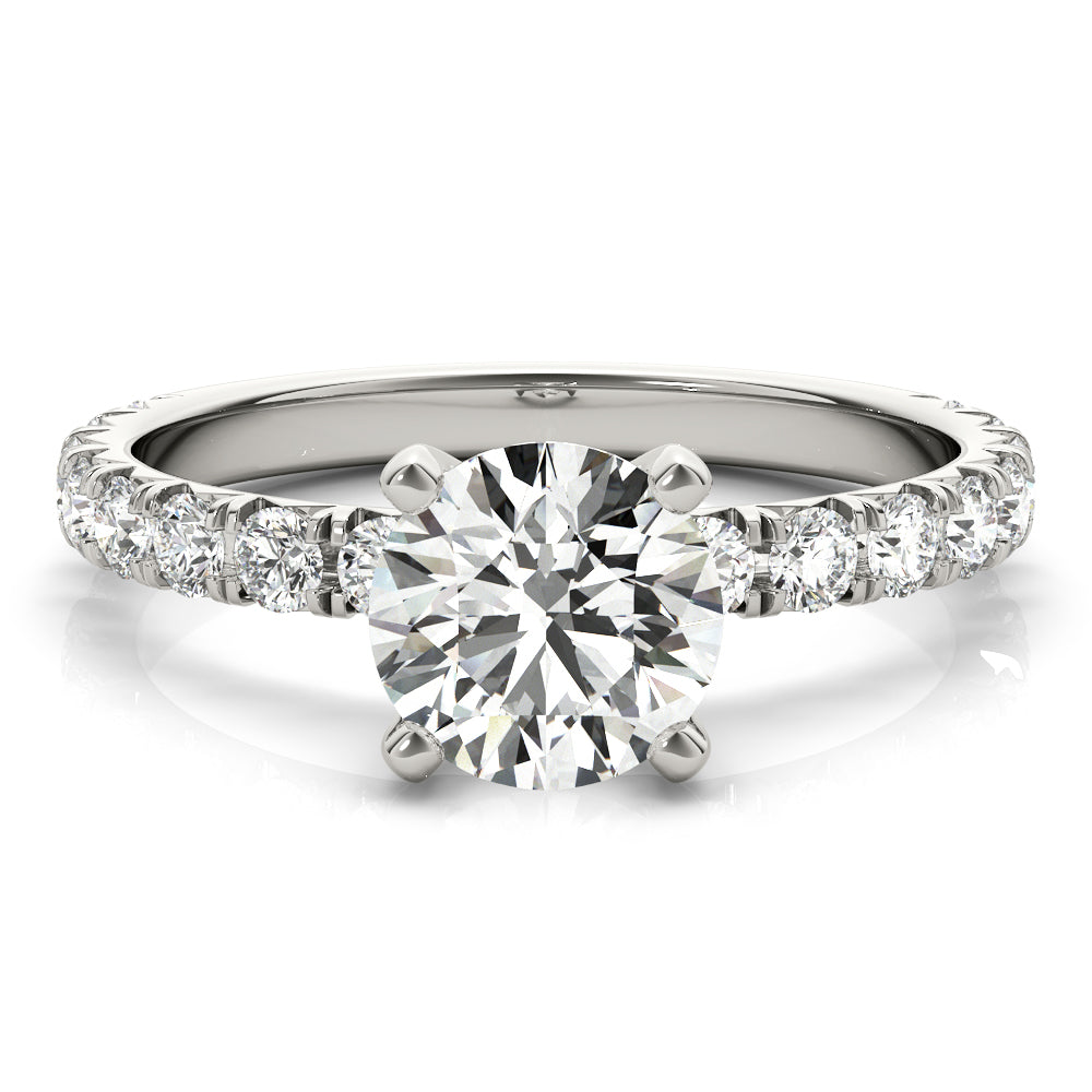French Cut Round Engagement Ring