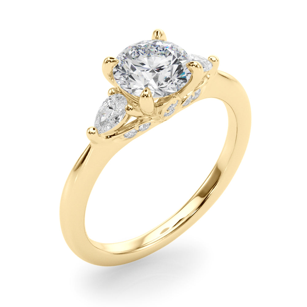 3-Stone Round & Pear Shape Engagement Ring