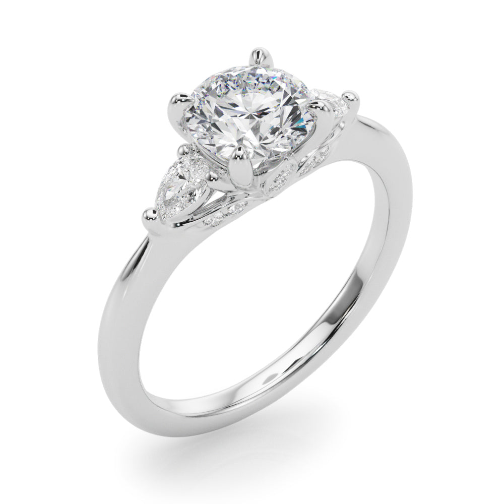3-Stone Round & Pear Shape Engagement Ring