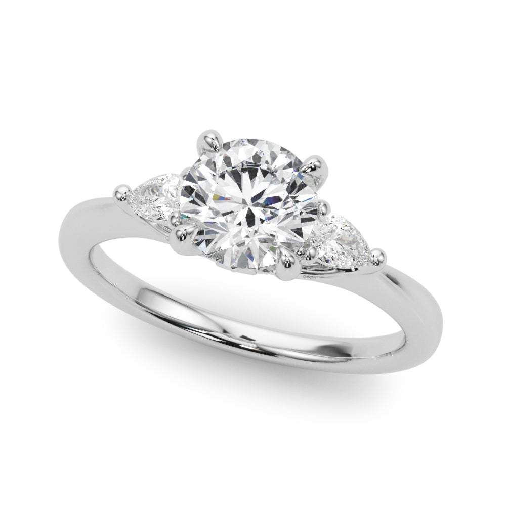 3-Stone Round & Pear Shape Engagement Ring
