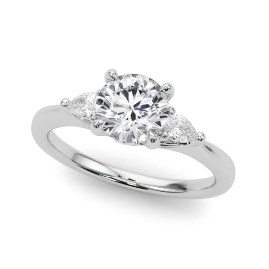 3-Stone Round & Pear Shape Engagement Ring