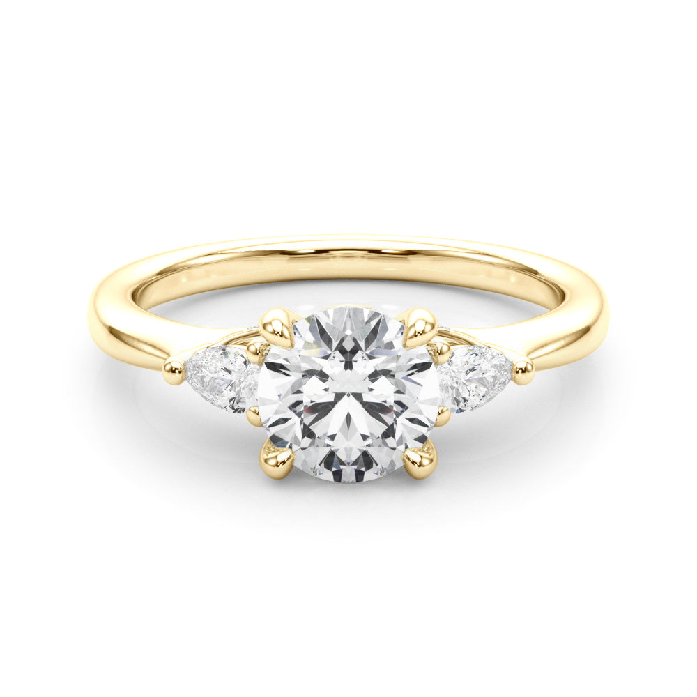3-Stone Round & Pear Shape Engagement Ring
