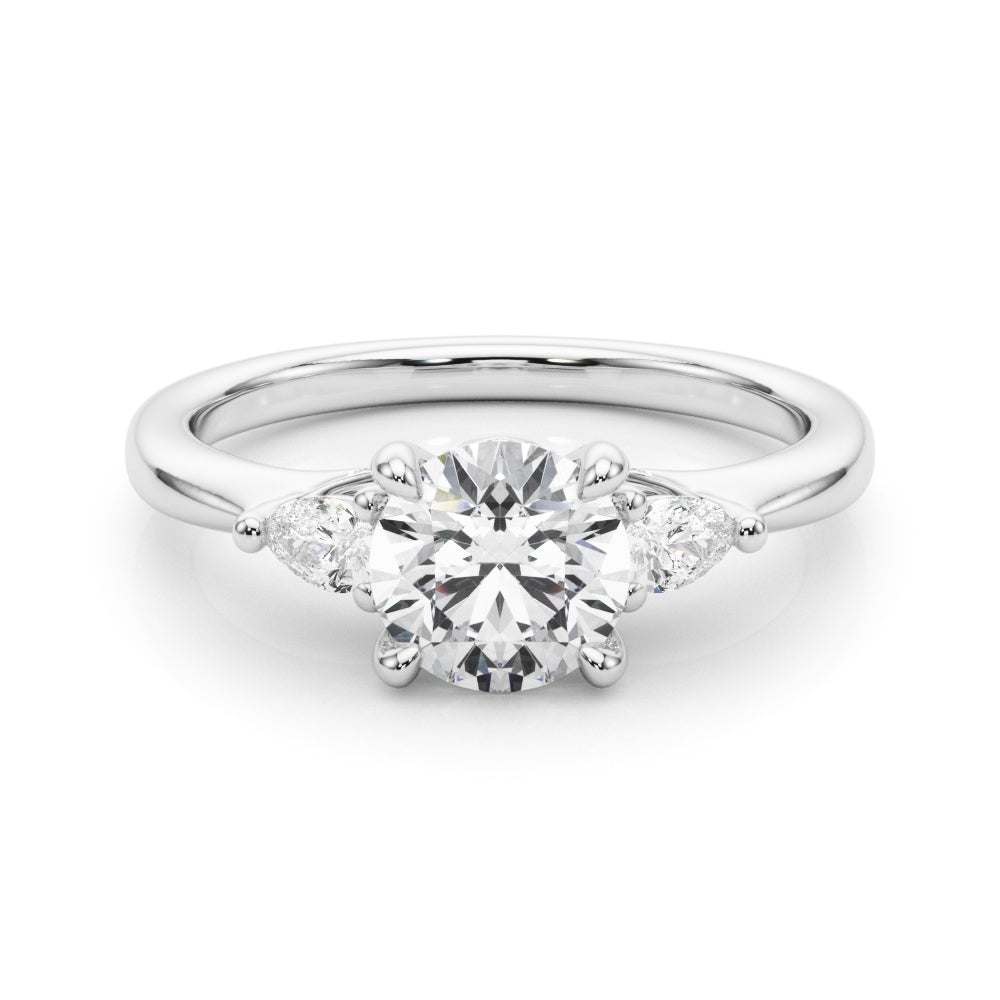 3-Stone Round & Pear Shape Engagement Ring