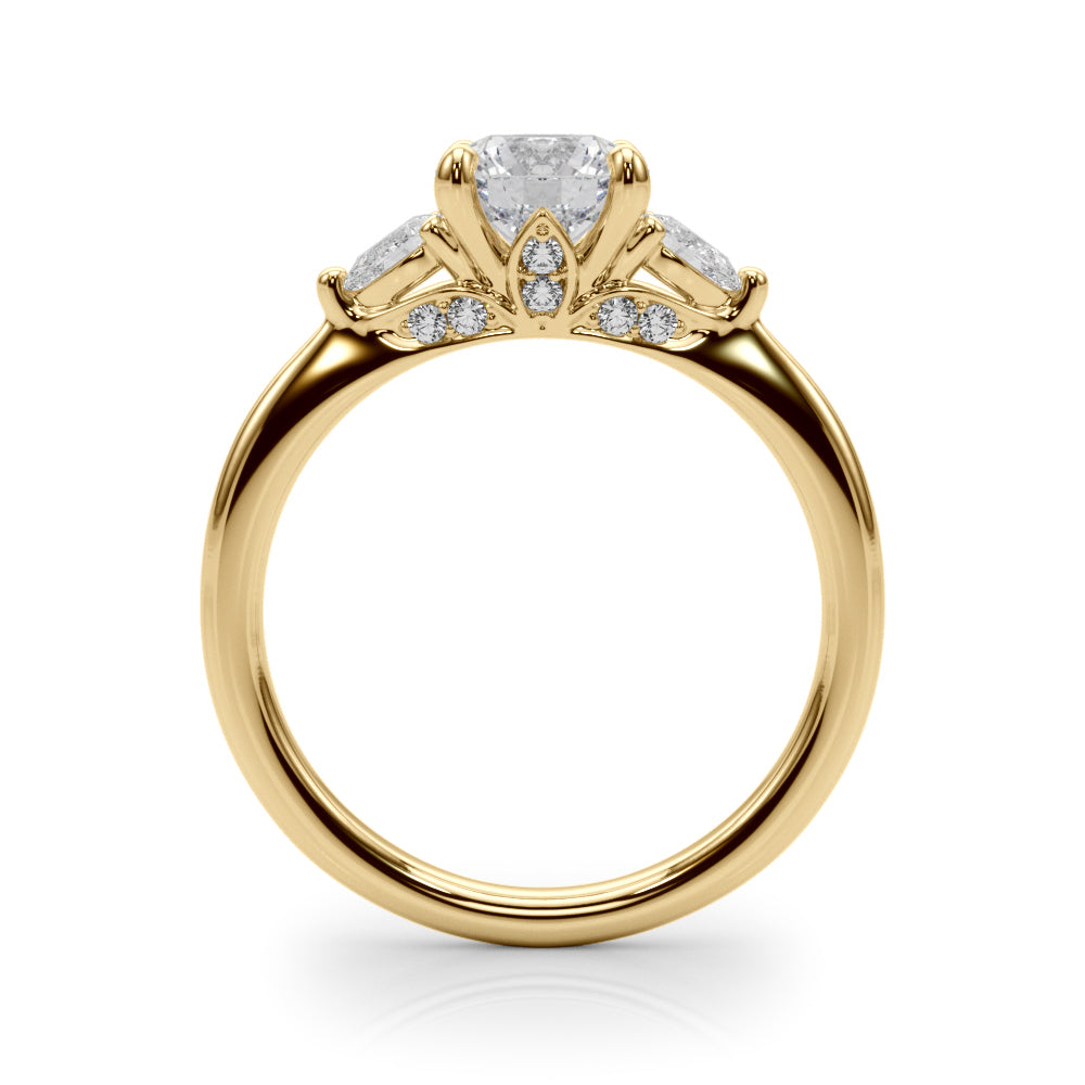 3-Stone Round & Pear Shape Engagement Ring