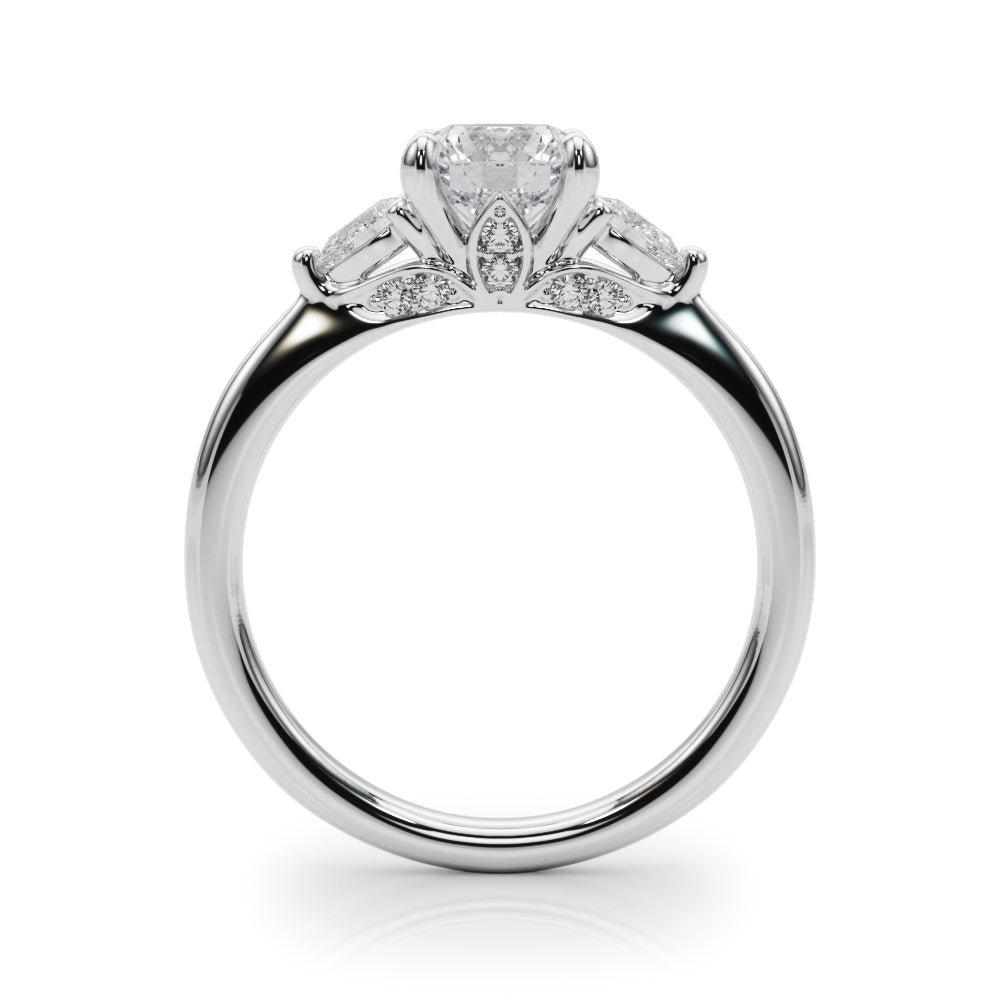 3-Stone Round & Pear Shape Engagement Ring