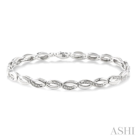1/6 Ctw 'FIG 8' Shape Round Cut Diamond Bracelet in Sterling Silver