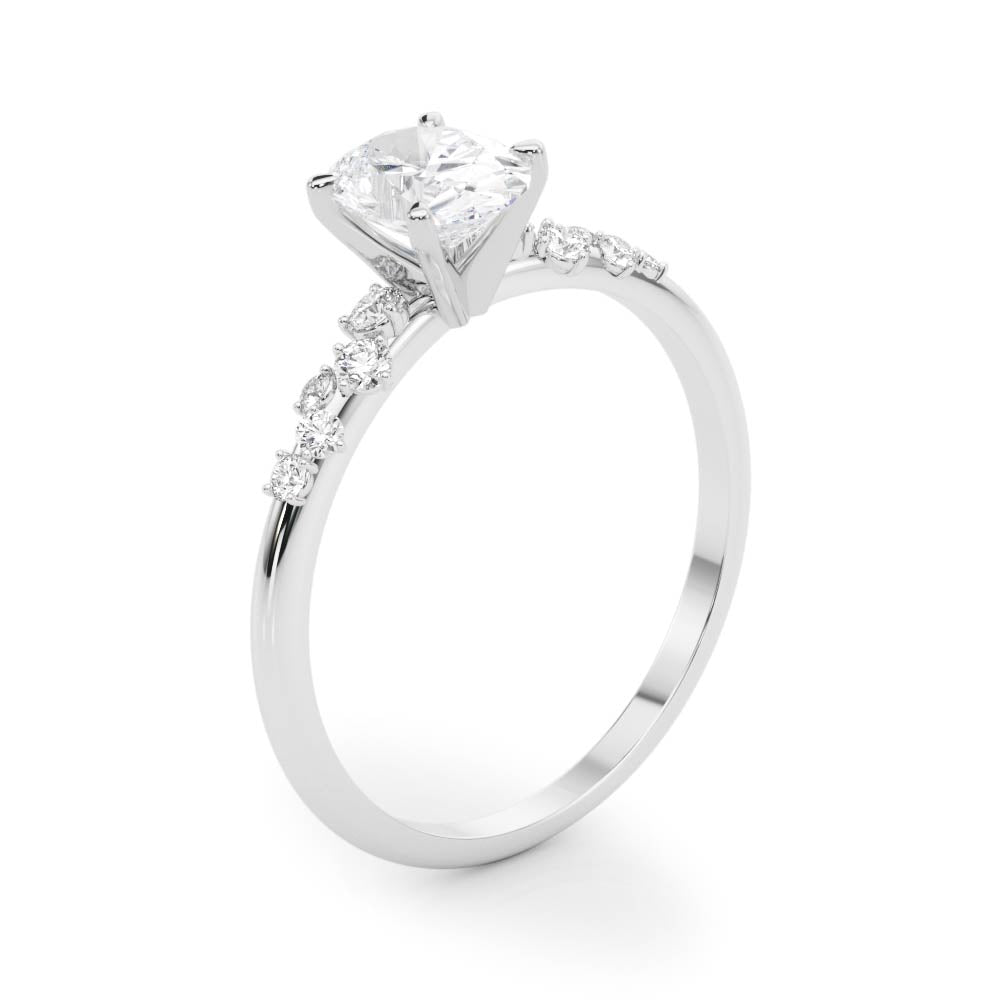 Scattered Diamond Oval Engagement Ring