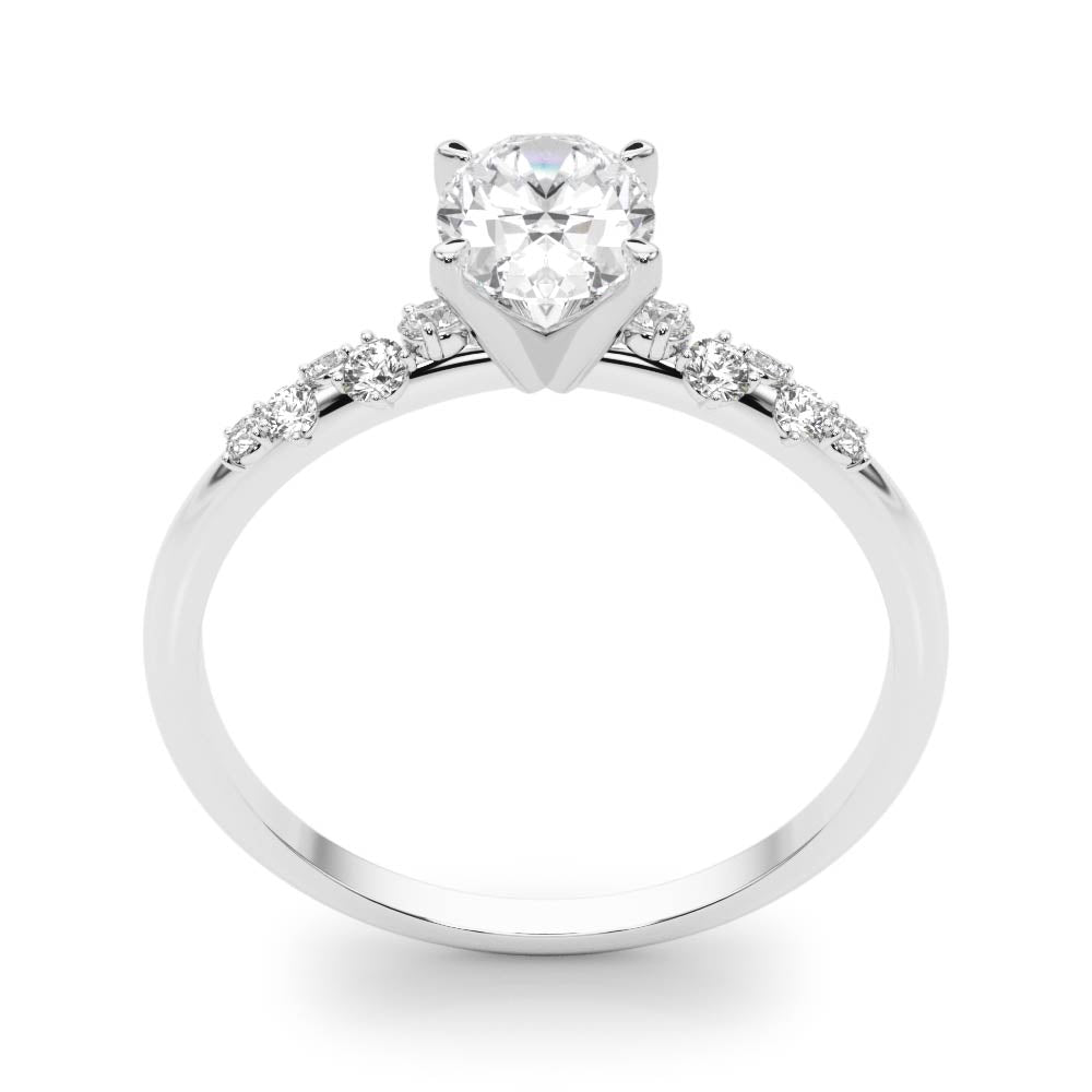 Scattered Diamond Oval Engagement Ring