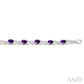 7X5 MM Oval Cut Amethyst and 1/10 Ctw Round Cut Diamond Semi-Precious Infinity Bracelet in Sterling Silver