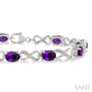 7X5 MM Oval Cut Amethyst and 1/10 Ctw Round Cut Diamond Semi-Precious Infinity Bracelet in Sterling Silver