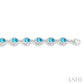 6X4 MM Oval Cut Blue Topaz and 1/10 Ctw Round Cut Diamond Semi-Precious Bracelet in Sterling Silver