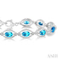 6X4 MM Oval Cut Blue Topaz and 1/10 Ctw Round Cut Diamond Semi-Precious Bracelet in Sterling Silver