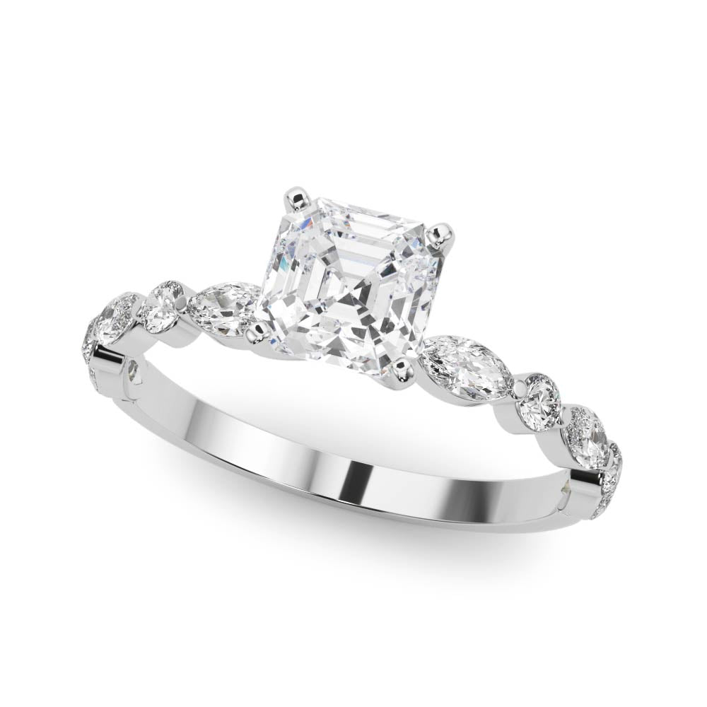 Alternating Round & Marquise Engagement Ring