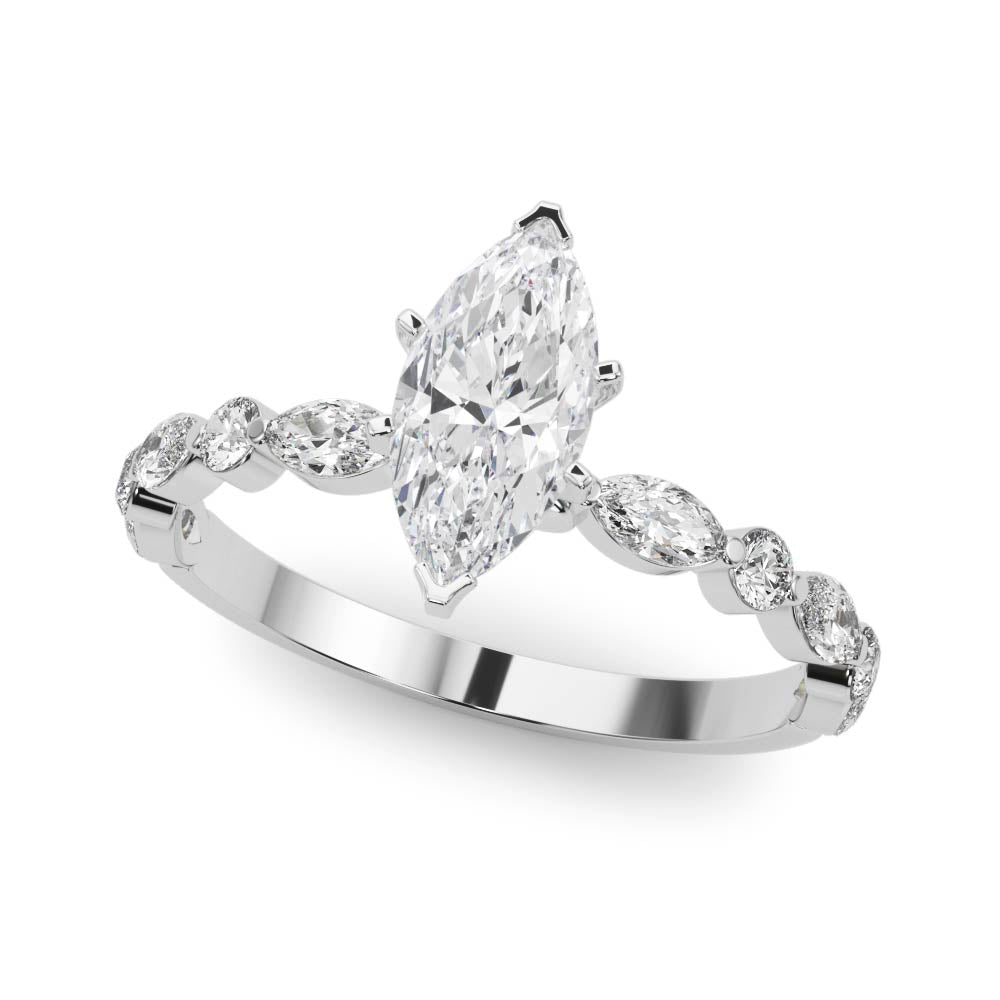 Alternating Round & Marquise Engagement Ring