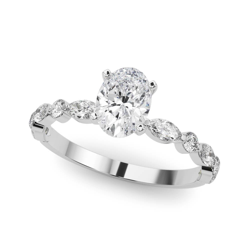 Alternating Round & Marquise Engagement Ring