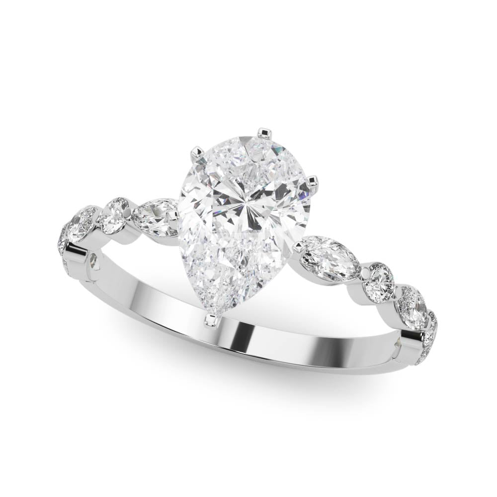 Alternating Round & Marquise Engagement Ring
