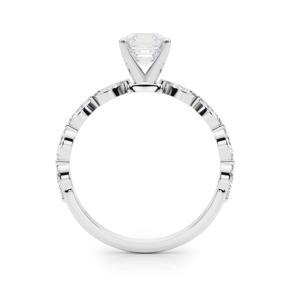 Single Shared Prong Marquise Side Engagement Ring