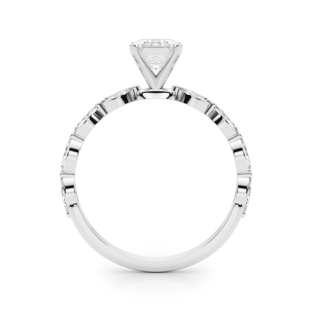 Single Shared Prong Marquise Side Engagement Ring