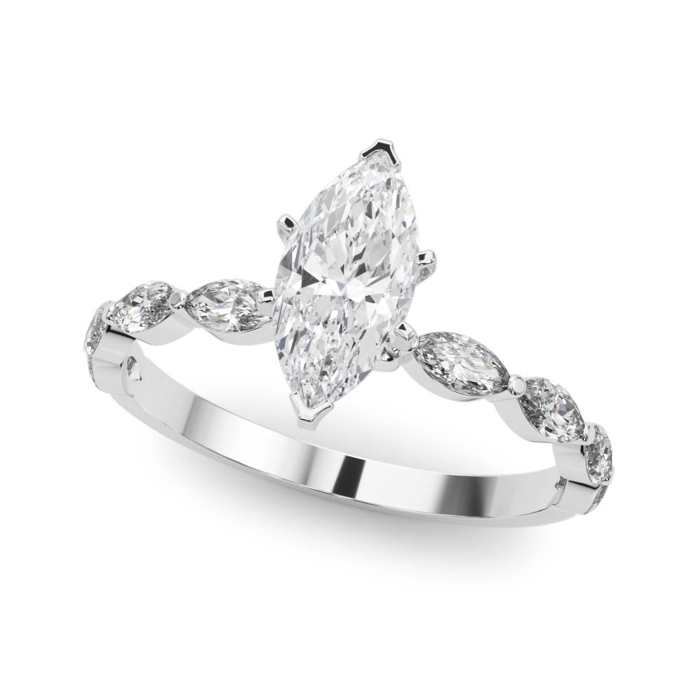 Single Shared Prong Marquise Side Engagement Ring