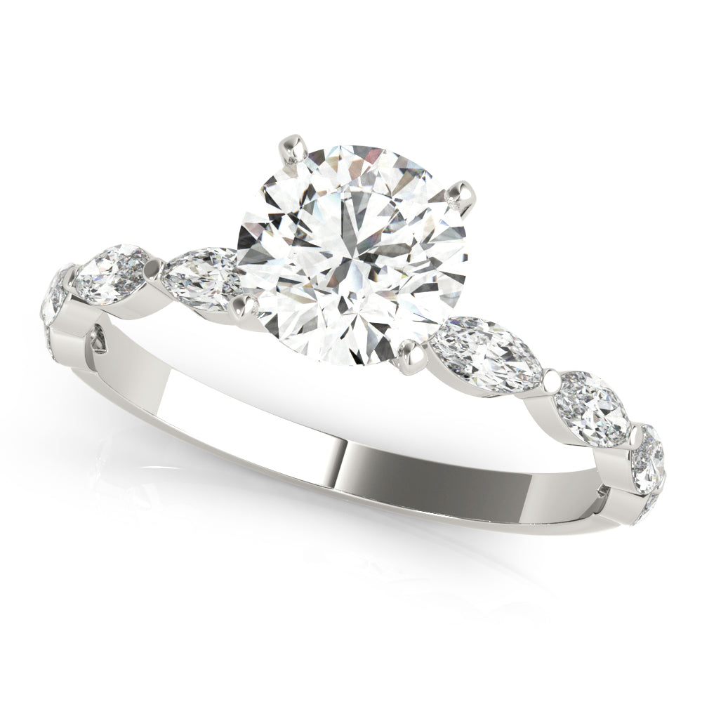 Single Shared Prong Marquise Side Engagement Ring