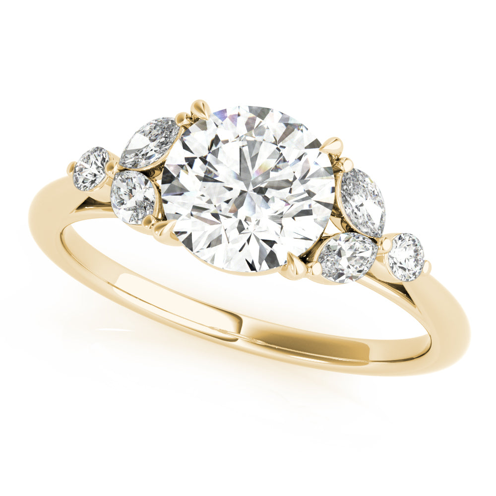 Fancy Side Cluster Round Engagement Ring