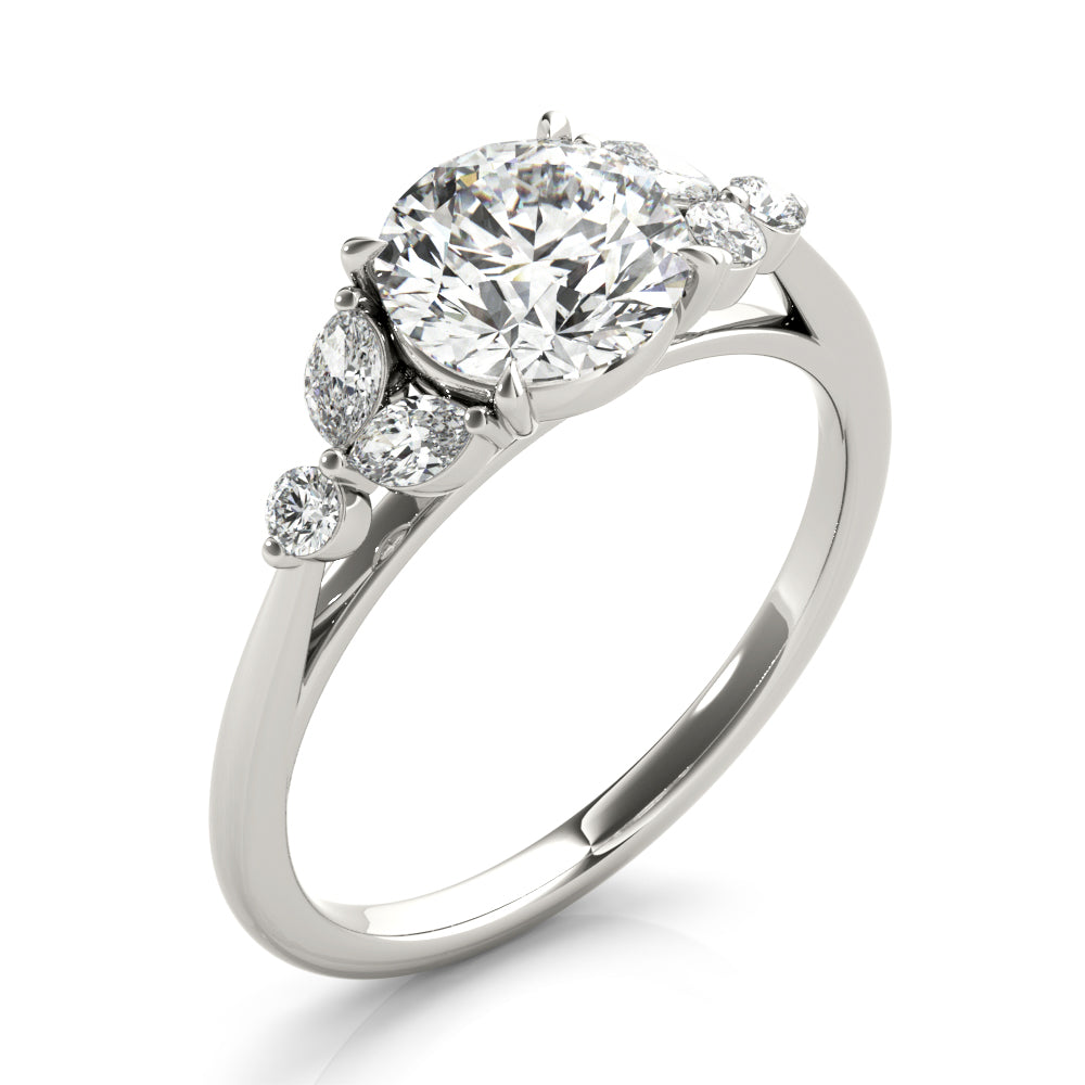 Fancy Side Cluster Round Engagement Ring
