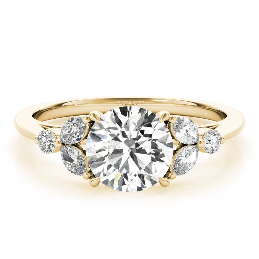 Fancy Side Cluster Round Engagement Ring