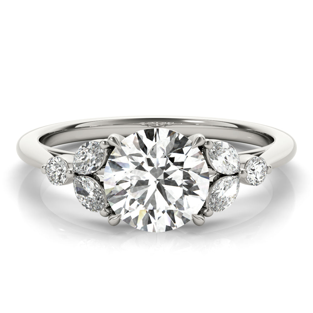 Fancy Side Cluster Round Engagement Ring