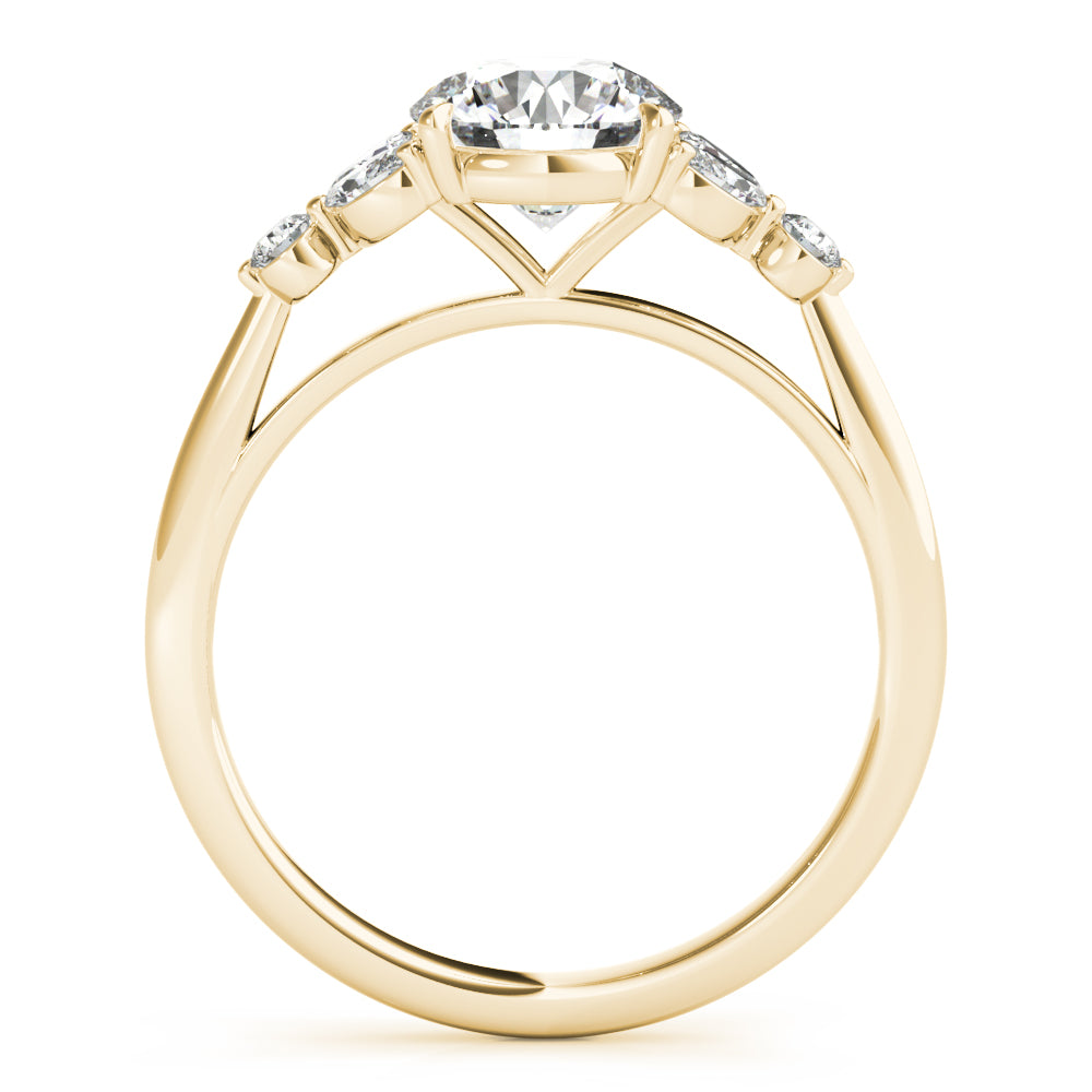 Fancy Side Cluster Round Engagement Ring