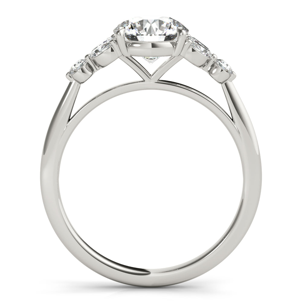 Fancy Side Cluster Round Engagement Ring