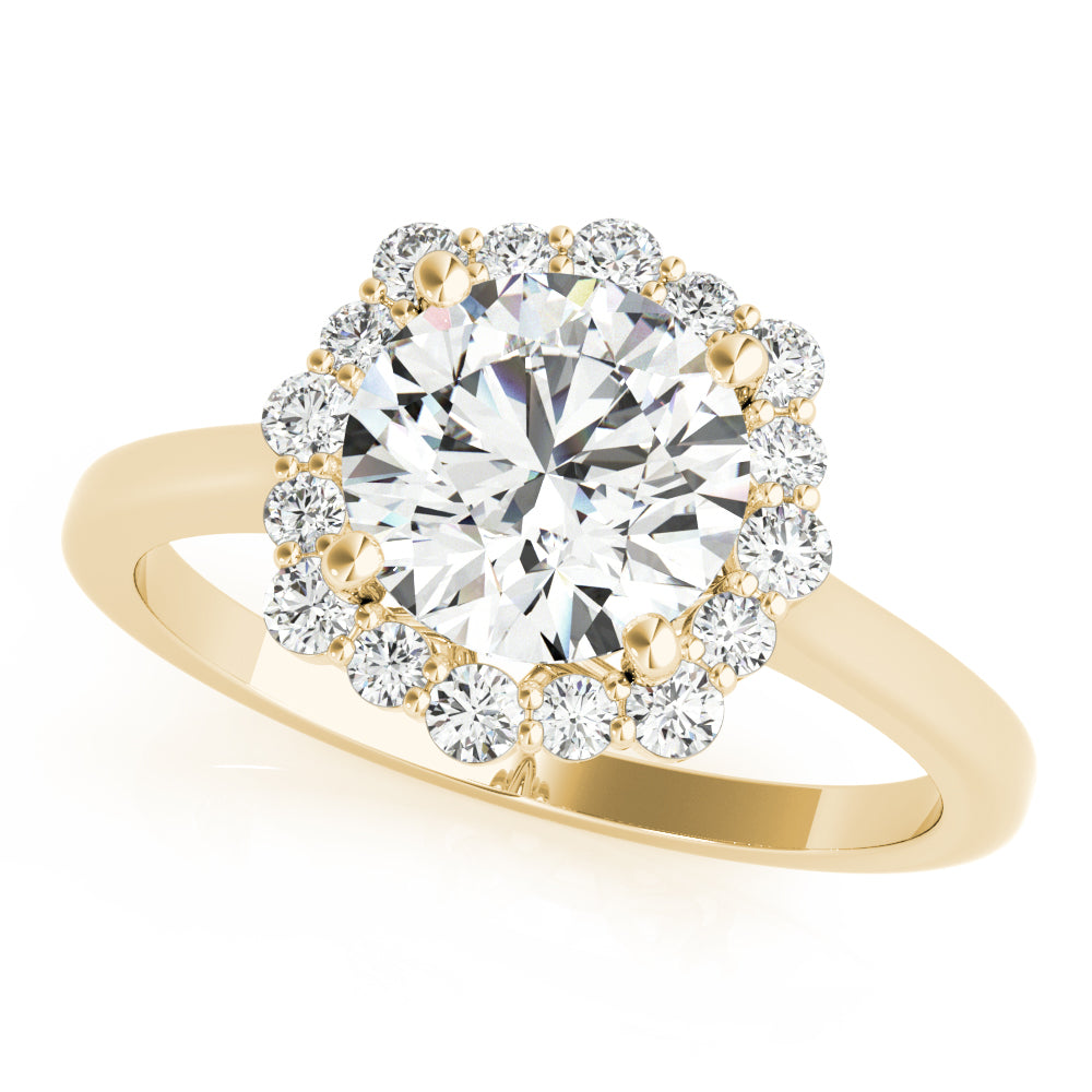 Solitaire Halo Prong Set Engagement Ring