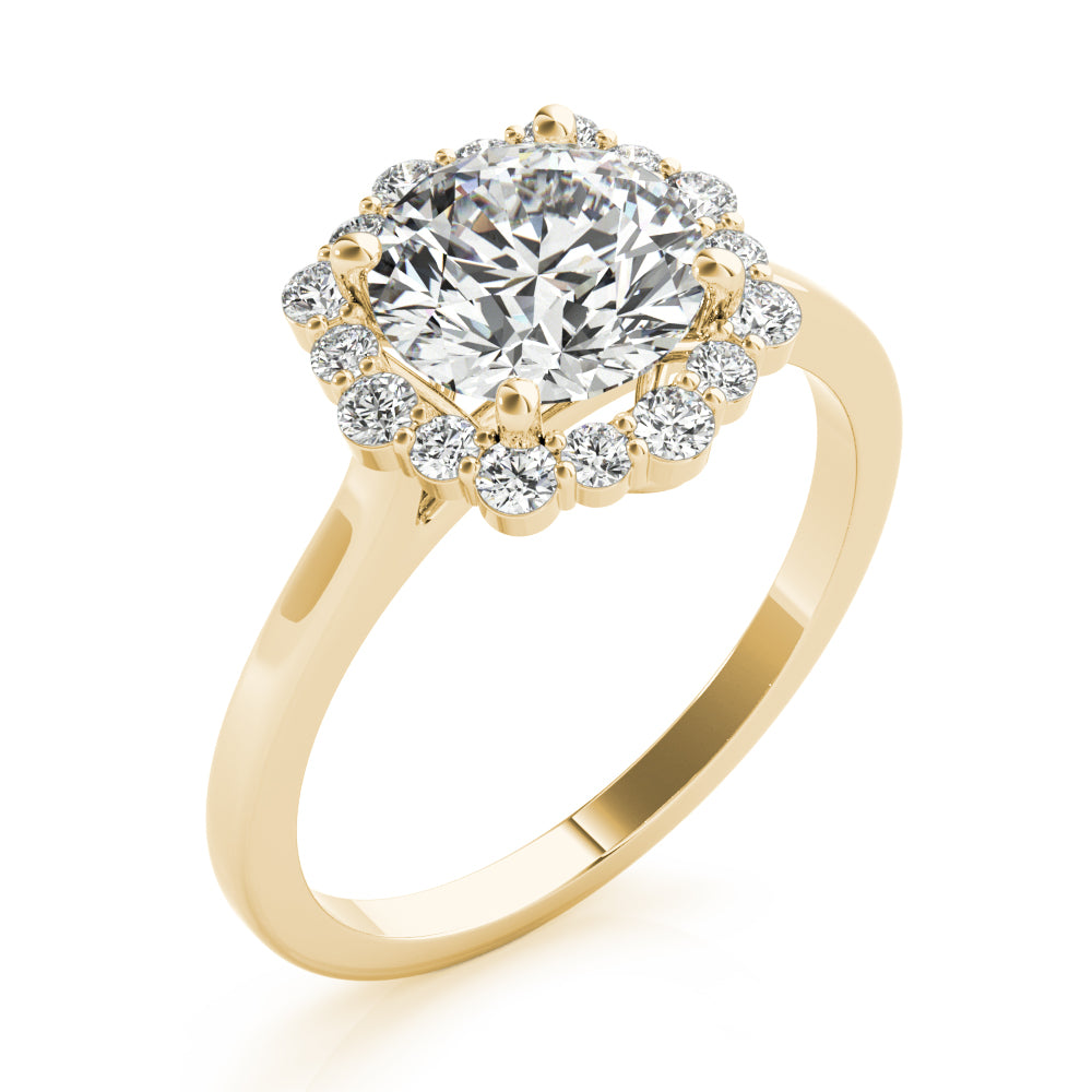 Solitaire Halo Prong Set Engagement Ring
