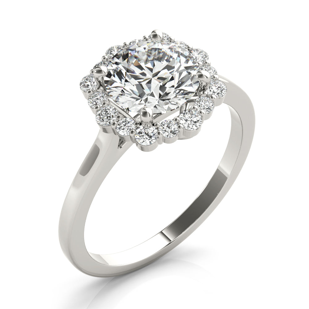 Solitaire Halo Prong Set Engagement Ring