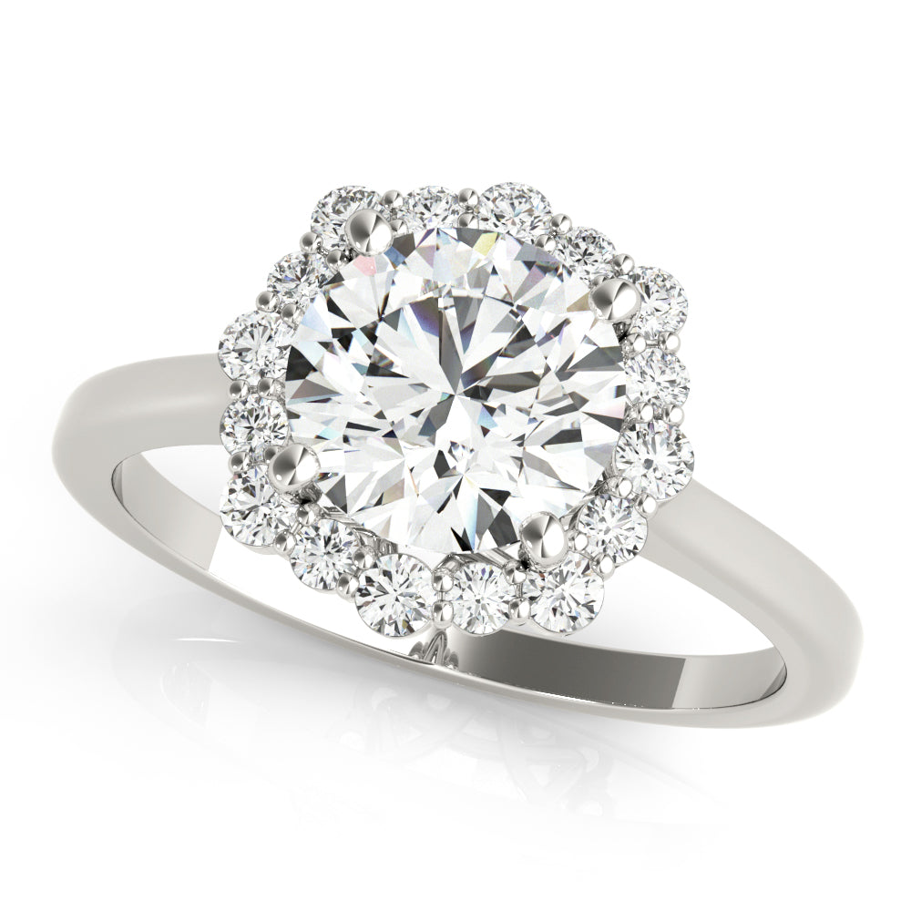 Solitaire Halo Prong Set Engagement Ring