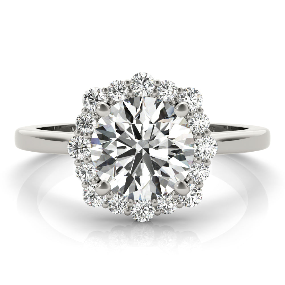 Solitaire Halo Prong Set Engagement Ring
