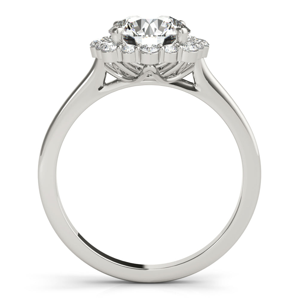 Solitaire Halo Prong Set Engagement Ring