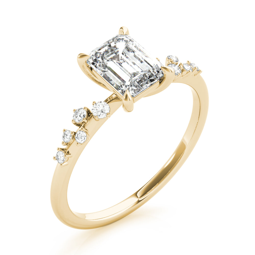 Emerald-Cut Scatter Engagement Ring