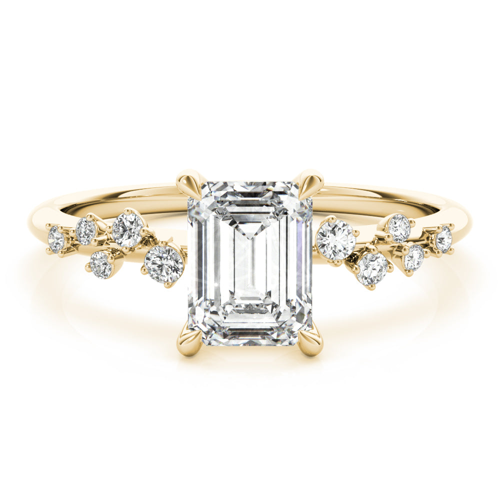 Emerald-Cut Scatter Engagement Ring