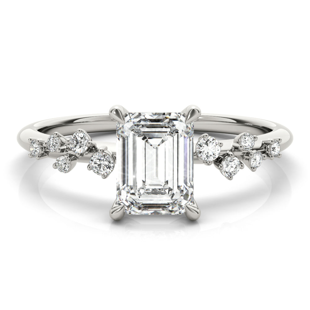 Emerald-Cut Scatter Engagement Ring
