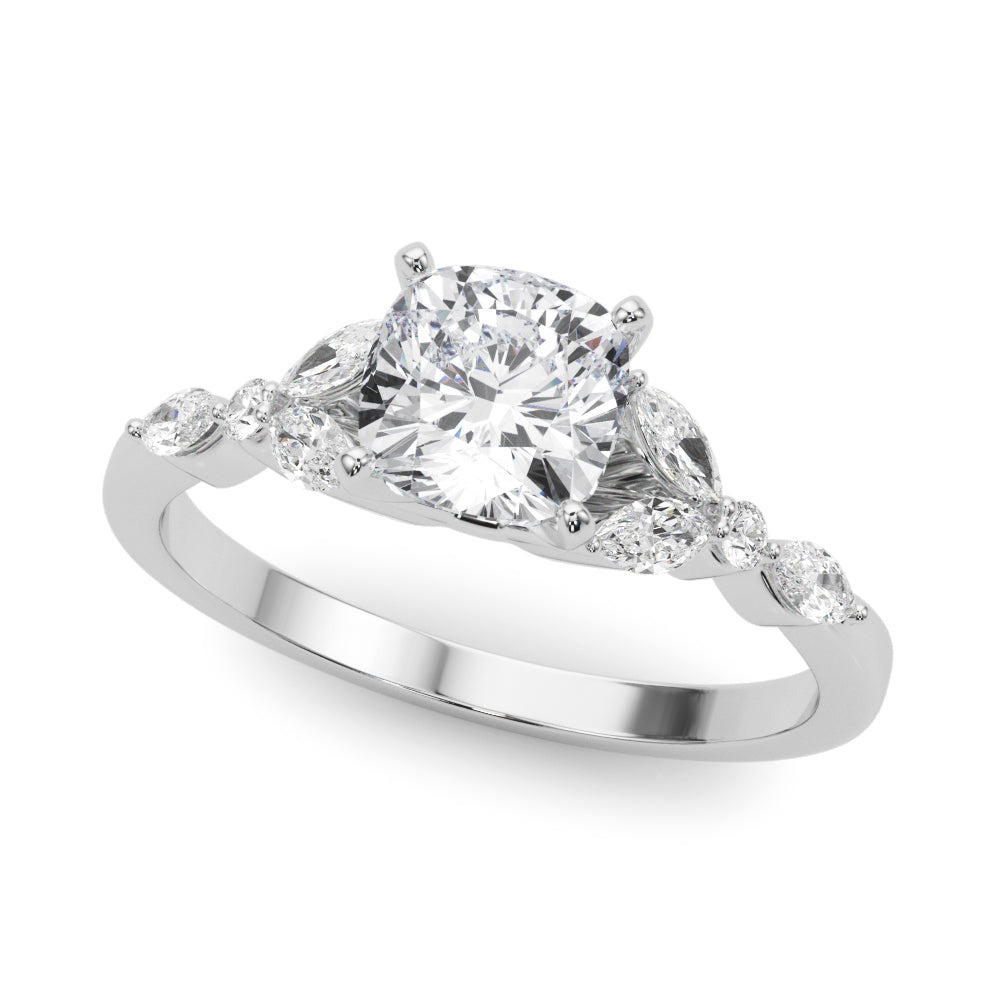 Alternating Marquise & Round Engagement Ring
