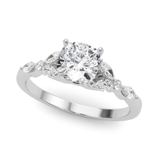 Alternating Marquise & Round Engagement Ring