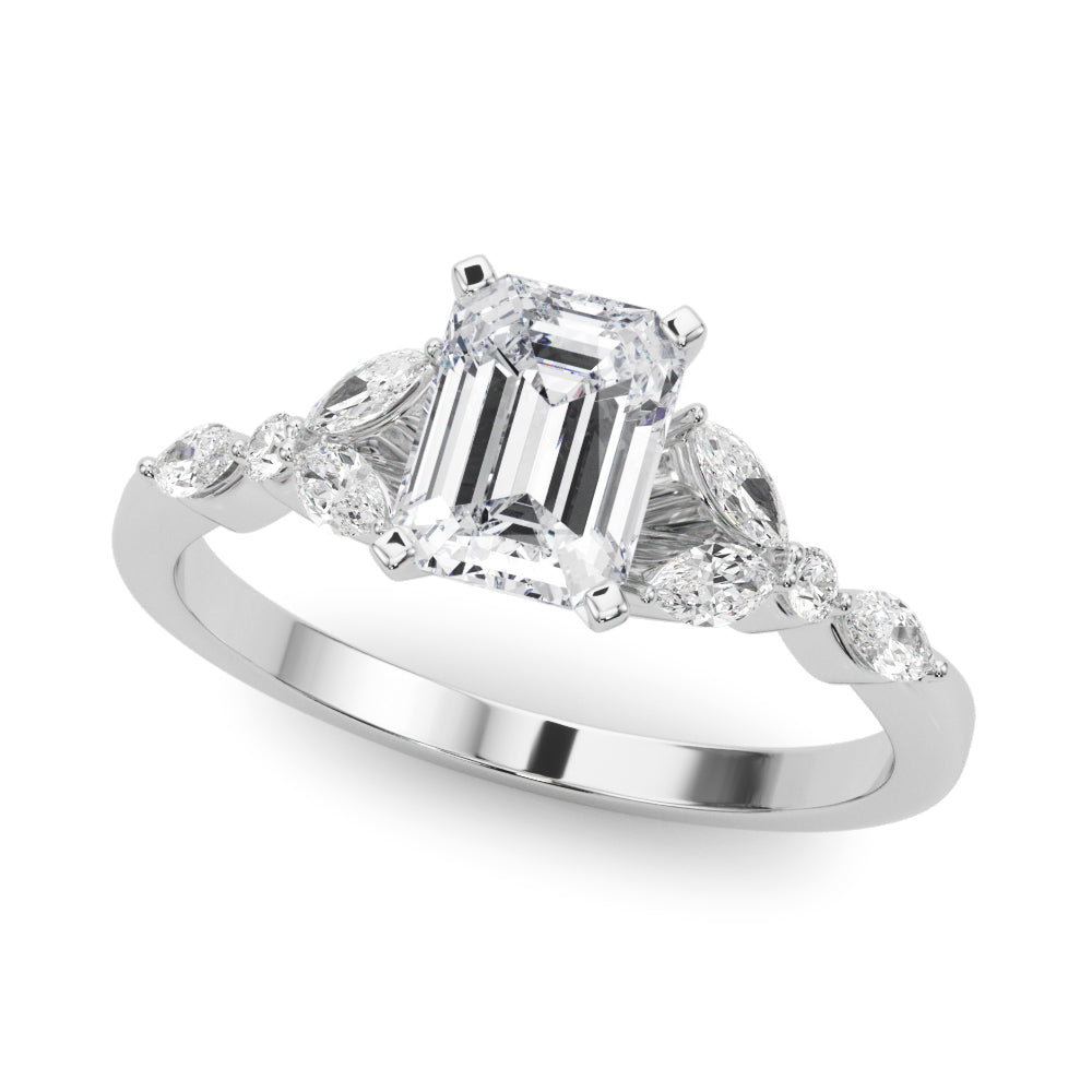 Alternating Marquise & Round Engagement Ring